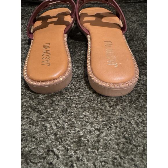 Jason Wu Leather Brigandy Gold Buckle Sandal 8.5 - Picture 4 of 11